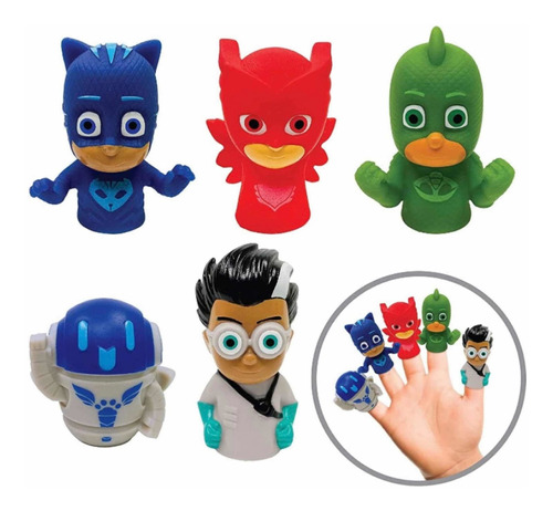 Pj Masks Set De 5 Marionetas Para Baño Niños