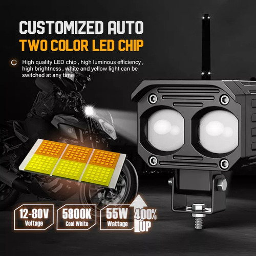 P Iluminação Auxiliar Led Moto Bicolor Estrobos Alto/baixo