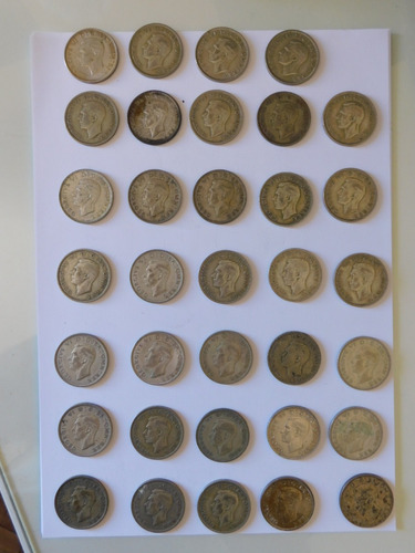 Lote De 34 Monedas De Plata Gran Bretaña Años Segunda Guerra