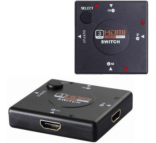 Mini Hub Switch Chaveador  Hdmi 3 Portas Full Hd 1080p 3x1