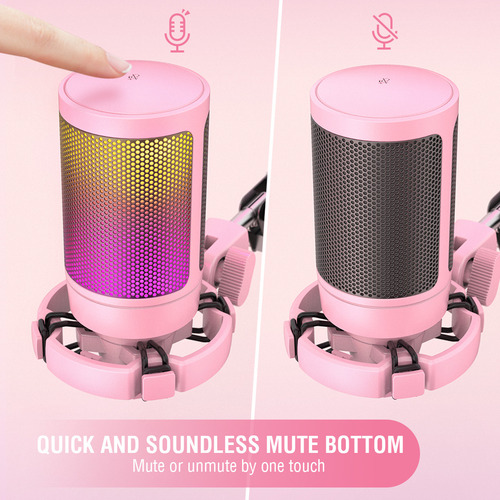 Micrófono Fifine Ampligame A8 Rgb Usb Cardioide - Pink