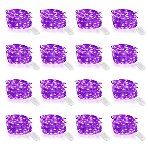 16 Paquetes De Luces De Hadas Color Púrpura Pilas, Luc...