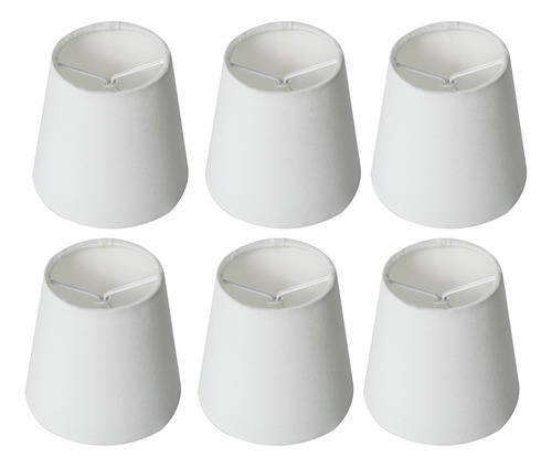 06 Mini Cupulas De Tecido Para Lustre Encaixe Na Lampada Cor Branco