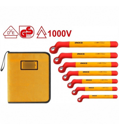 Jgo Llave Corona Ingco Aislada 1000v Jgo.7 Piezas Hkispa0702