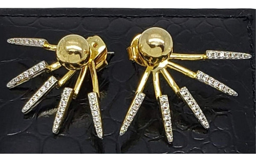 Brincos Spike Cravejados Com Zirconia Banho De Ouro 18k 3761