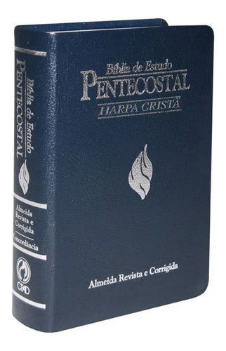 Biblia Estudo Pentecostal Media Azul Com Harpa E Com Indice 