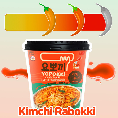 Yopokki Kimchi Rabokki Fideos Tteokbokki 2 Tazas Snack Corea