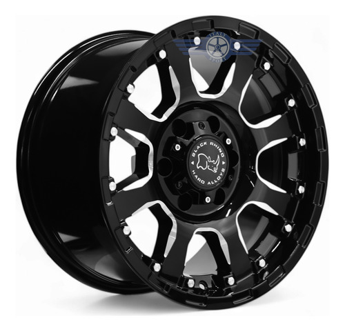 4 Rines 17 Black Rhino Sierra 6-139.7 Tacoma Hilux Chevrolet Gloss Black W/milled Spokes