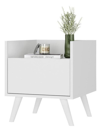 Mesa De Cabeceira 40cm Retrô Multimóveis V4041 Cor Branco