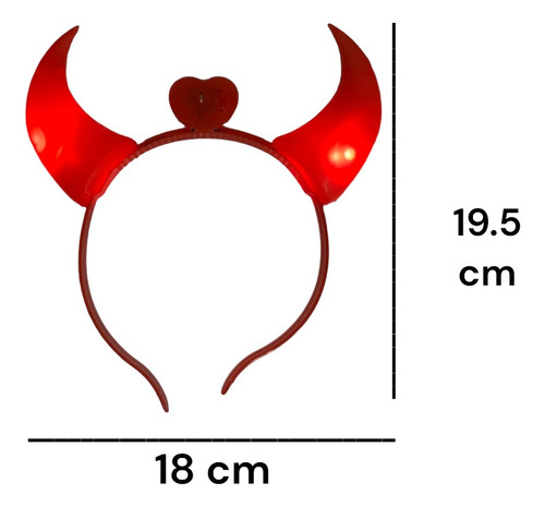 5 Diadema Diablo Cuernos Luz Led Roja Halloween Color Rojo