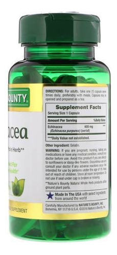 Suplemento Em Cápsulas Nature's Bounty Echinacea Vitaminas