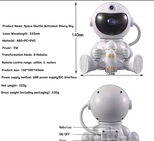Proyector Lámpara Luz Led Galaxia Astronauta Con Bluetooth
