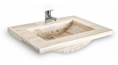 comprar Bacha Marmol Travertino 50cm + Monocomando Lavatorio Baño