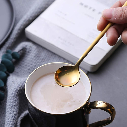 Py 8 Cucharas De Espresso Chapadas En Oro Para Café Y