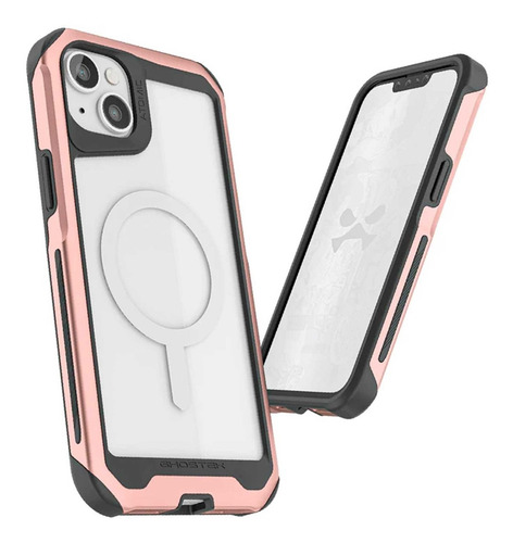 . Funda Ghostek Atomic Para iPhone 14 Aluminio Rosa Transp