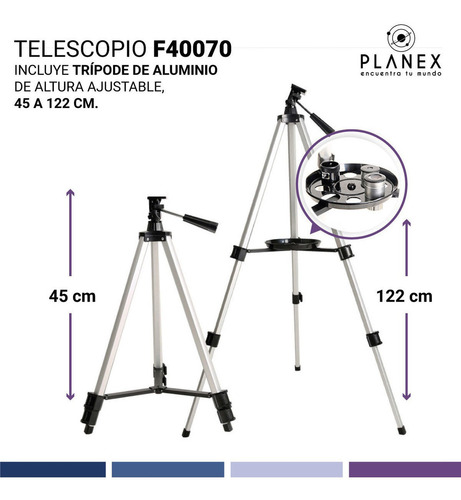 Telescopio Astronómico Monocular F40070 Planex + Soporte Color Blanco