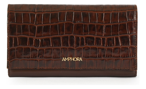 Crocco Class Chequera Con Flap Grande Café Oscuro
