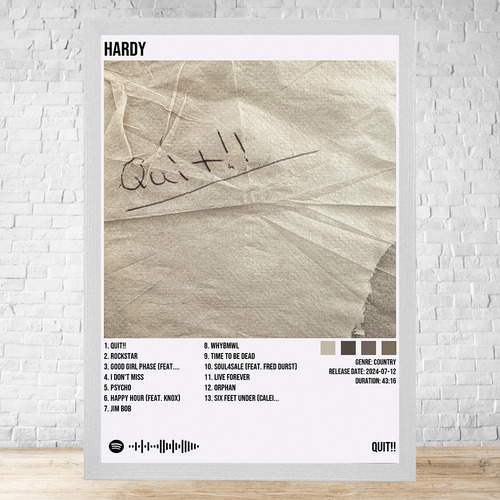 Cuadro Hardy Quit 30x40 Vidrio Marco Madera Desmontable C432 Blanco Clasico