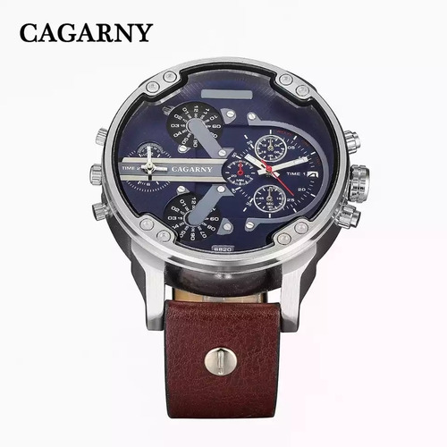Relogio Cagarny Militar Pulseira De Couro Data Lindo