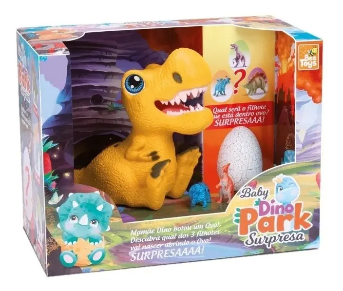 Brinquedo Dinossauro DinoPark Baby Surpresa Bee Toys Vinil Colecionável