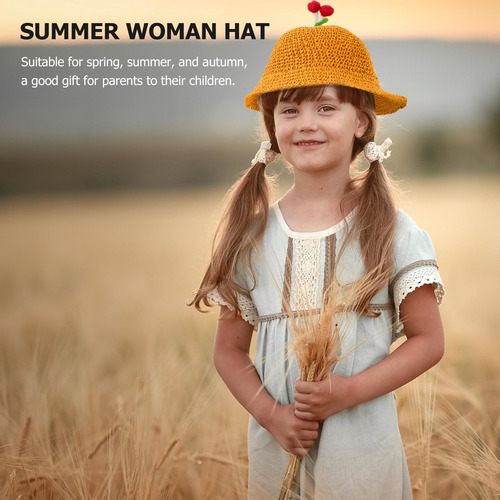 1 Gorro De Playa Para Niños Tejido En Paja Con Forma De Hong