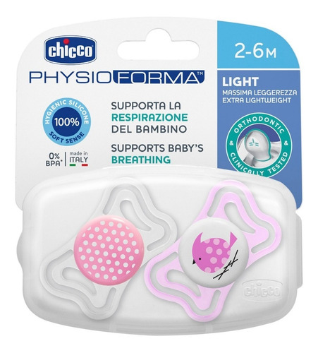Imagen 2 de 9 de Chupete Ultra Liviano Physio Light De 2 A 6 Meses Pack X 2