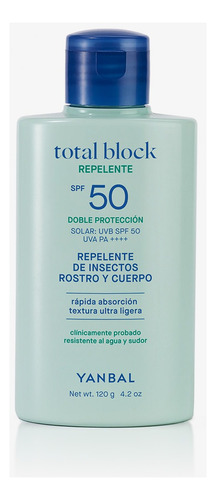 Repelente Bloqueador Solar Spf50 Total Block Yanbal 120 Gr