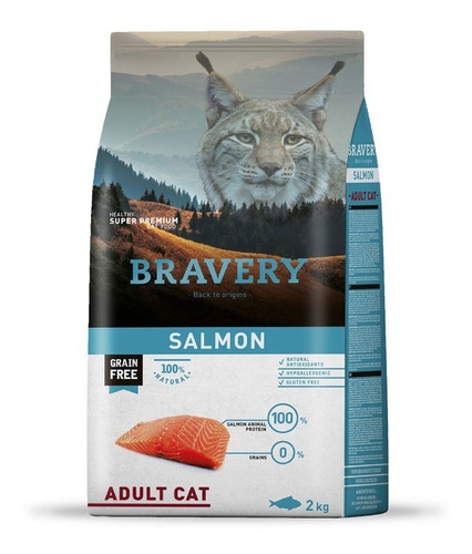 Alimento Para Gatos Adultos Bravery Salmón 2 Kg