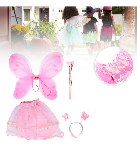 Conjunto De Disfraz De Hada Con Alas, Diadema Y Falda Para N