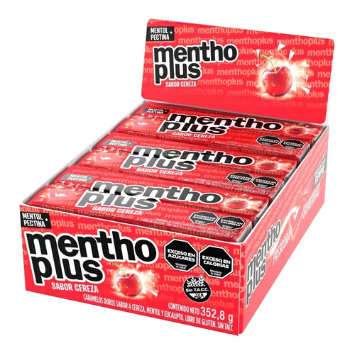 Caramelos Menthoplus sabor cherry por 12 unidades
