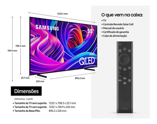 Imagem 7 de 10 de Smart Tv Samsung Qled 55 Pol Wi-fi Tizen Qn55q60bagxzd