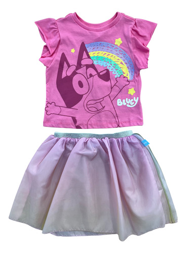 Conjunto Playera Y Falda Bluey Para Niñas