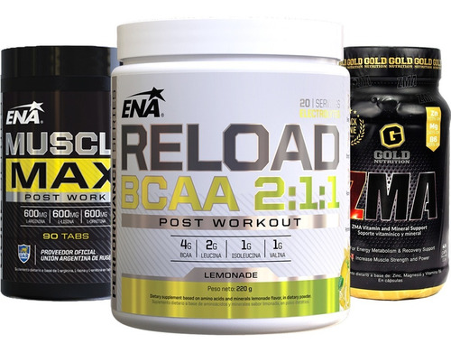 Zma Gold + Reload + Muscle Max Ena Crecimiento Muscular