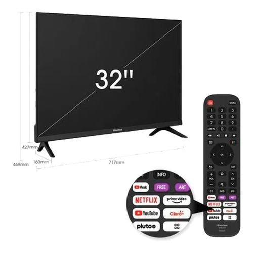 Imagen 3 de 10 de Smart Tv Hisense 32 Pulgadas Hd 32a42h