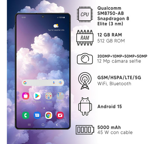 Celular Samsung Galaxy S25 Ultra 12gb Ram 512gb Almacenamiento Interno Cuerpo De Titanium Black 5g
