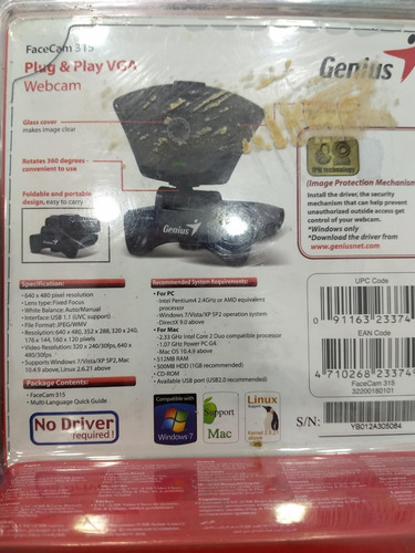 Imagen 3 de 3 de Camara Web Genius Facecam 315