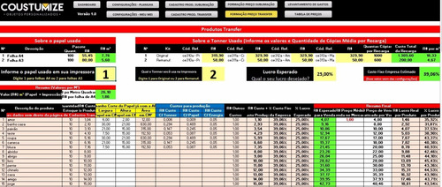 Planilha Para Sublimação E Transfer Completa (excel)