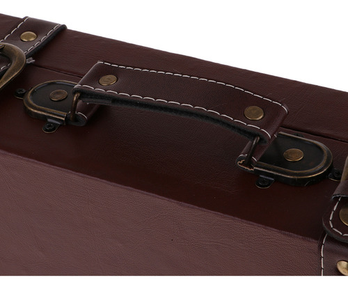 Estuche De Viaje De Madera Antiguo Marrón 40x25x10cm .