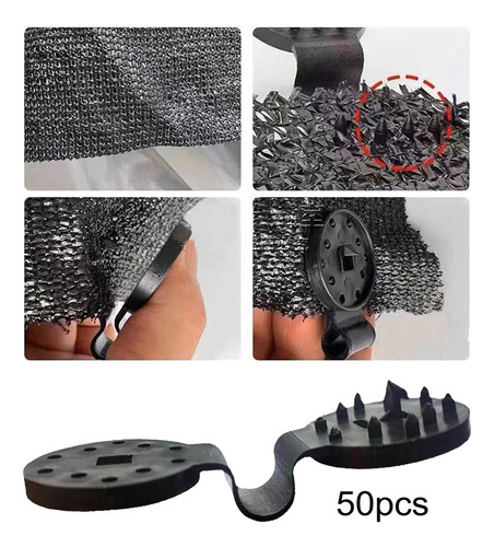 50 Clips De Parasol Para Lona De Malla De Patio, Red Negro