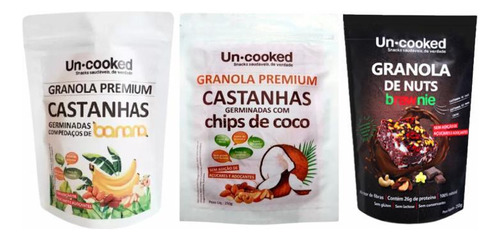 Kit Granolas Castanhas Uncooked: Brawnie, Banana, Coco 250g