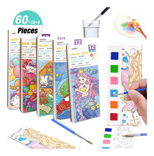 5pcs Libros Colorear Papel Separadore Creativ Acuare Dibujar