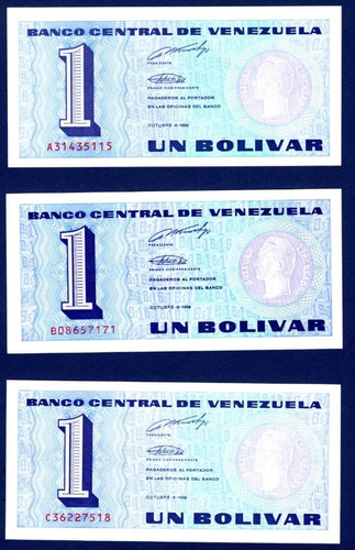 Set Completo De Los Billetes De 1 Bolívar Octubre 5 De 1989