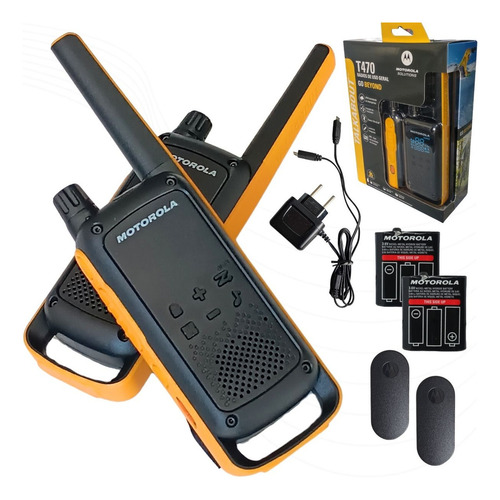 4 Radio Walk Talk Motorola T470br Prova Dágua Uhf Resistente Cor Amarelo 127/220v
