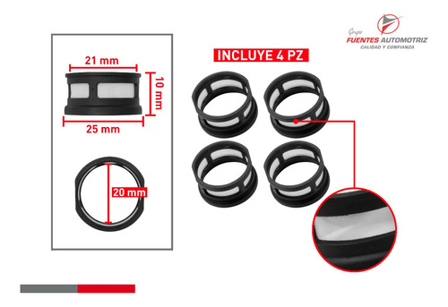 Kit Para Inyector Jecs Tsuru 4l 1.6 1995 1996 1997 (4 Jgos)
