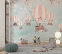 Comprar Mural Infantil Vinilo Globos Aerostaticos Dormitorio X M2