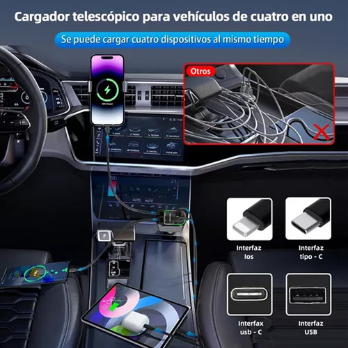 4 En 1 Cargador Retráctil De Coche De Carga Rápida General