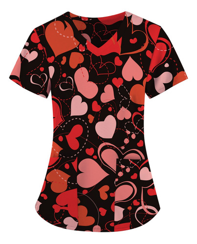 Camiseta M Para Mujer Con Estampado De San Valentín, Manga C