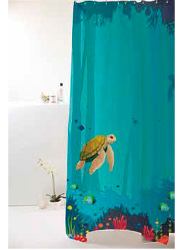 Cortina Box Fundo Do Mar Azul Pvc 198x180cm