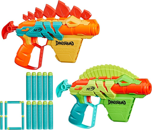 Nerf Dinosquad Stego-duo, 2 Lanzadores, 10 Dardos Nerf Elite