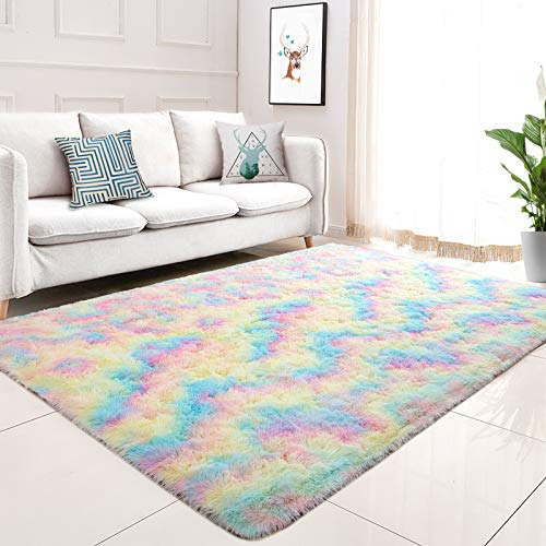 Quenlife Super Suave Colorido Arco Iris Areas Alfombras Para